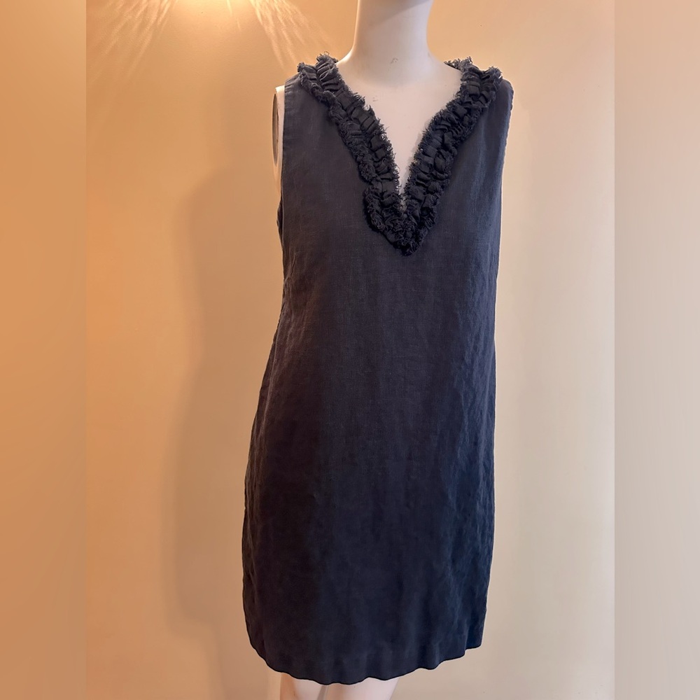 KATE SPADE Black Linen V-Neck Sleeveless Dress Tunic Top